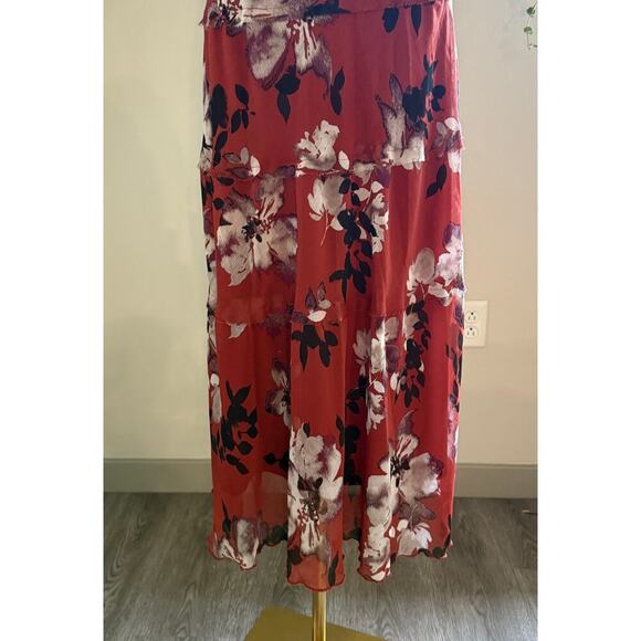 Simply Vera Wang Burnt Orange Floral Maxi Dress Sleeveless Lined Medium Fall - Picture 4 of 9